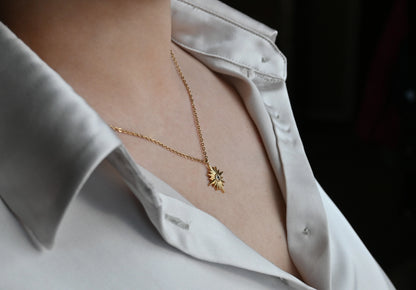 18k Gold North Star Pendant