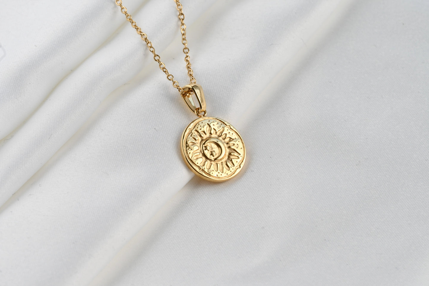 Sun Burst Coin Necklace