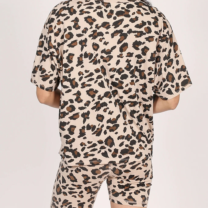 Boxy Tee l Tan Leopard