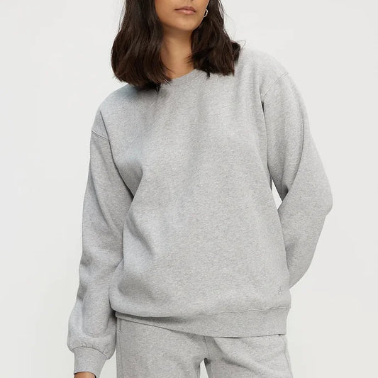 Oversized Crew Sweater - Heather Grey