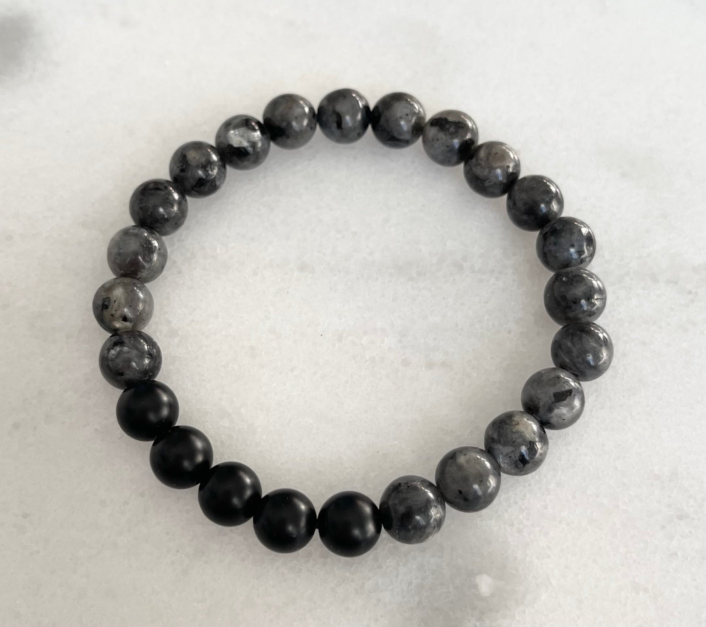 Larvikite & Black Onyx mala bracelet