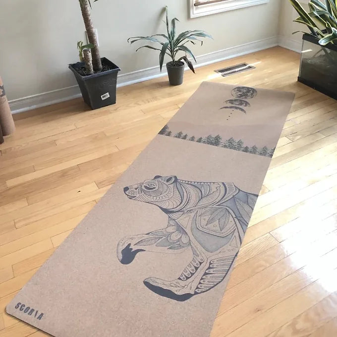 Night Bear Cork Yoga Mat