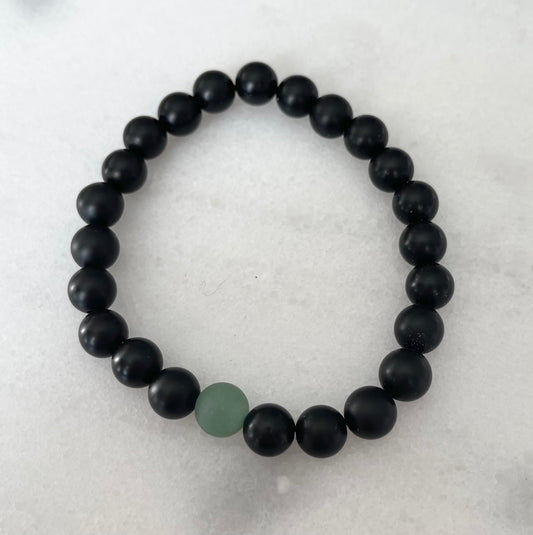 Black Onyx & Aventurine mala bracelet